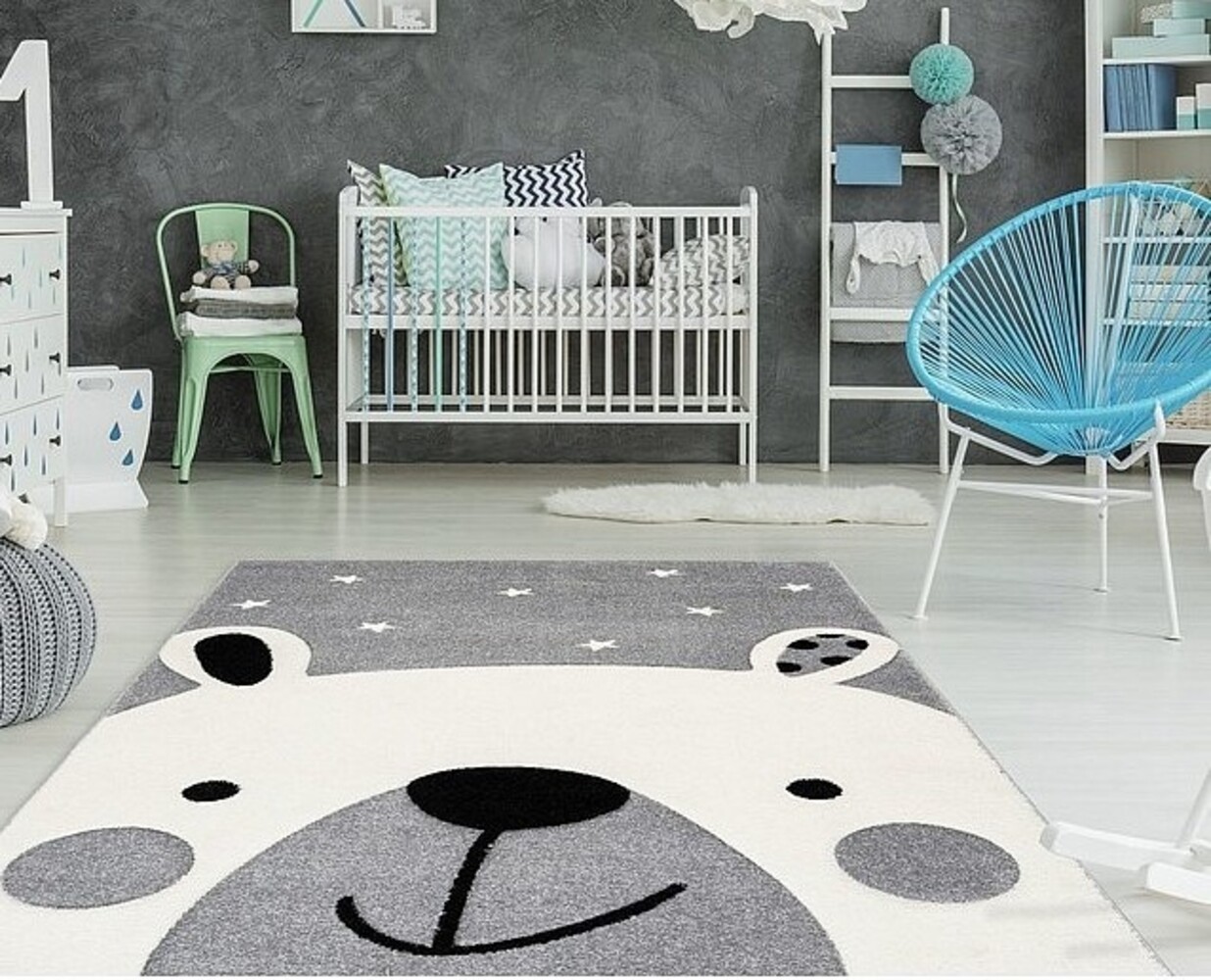 Kids Beer Grijs vloerkleed -