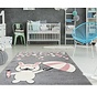 Kids Konijn Grijs Roze vloerkleed -