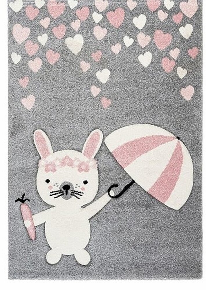 Kids Konijn Grijs Roze vloerkleed - Kids Konijn Grijs Roze vloerkleed -