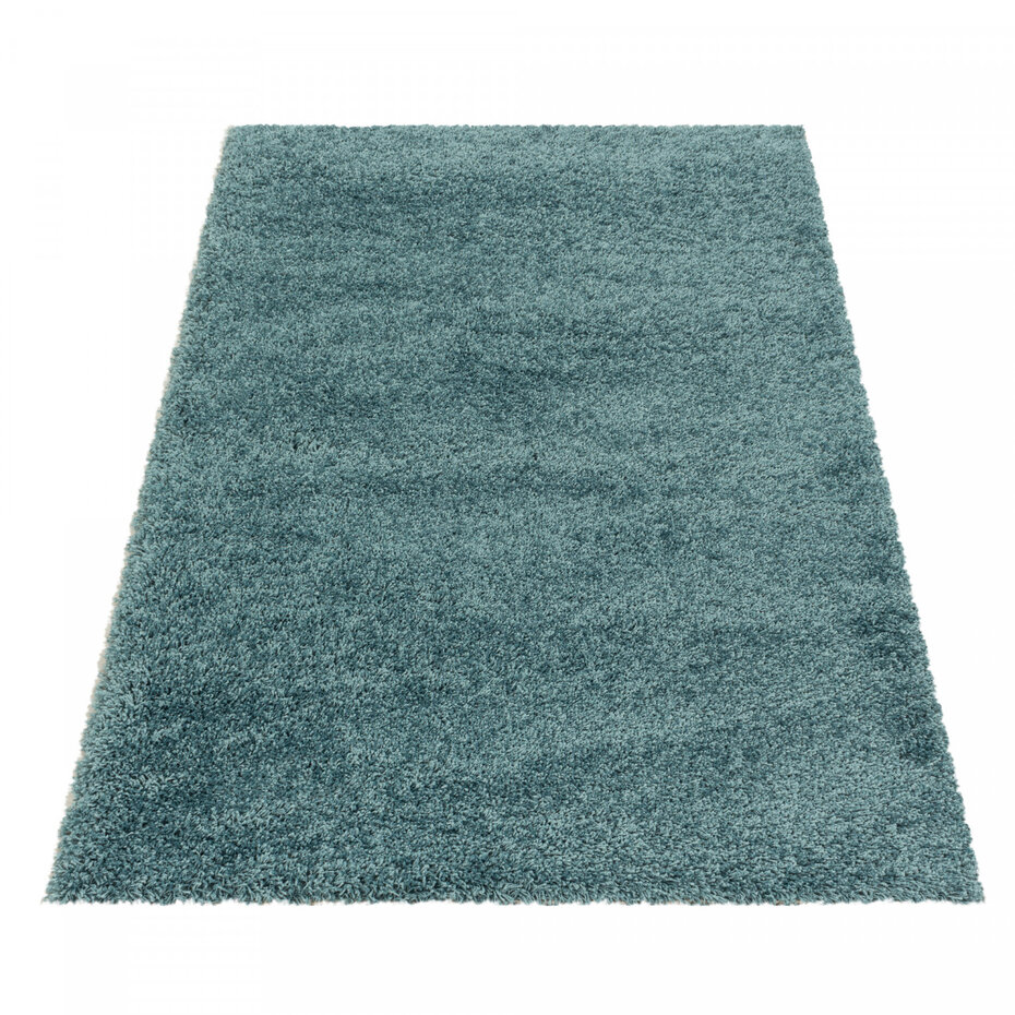 Azure Hoogpolig Aqua Blauw vloerkleed - Effen Azure Hoogpolig Aqua Blauw vloerkleed - Effen
