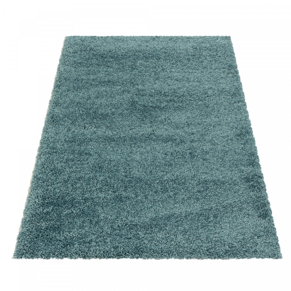 Azure Hoogpolig Aqua Blauw vloerkleed - Effen Azure Hoogpolig Aqua Blauw vloerkleed - Effen
