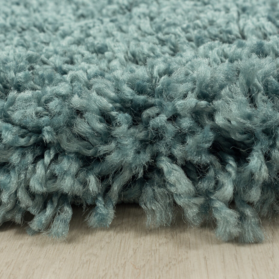 Azure Hoogpolig Aqua Blauw vloerkleed - Effen Azure Hoogpolig Aqua Blauw vloerkleed - Effen