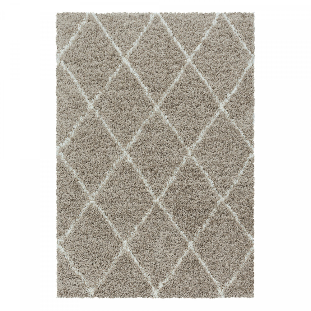 Azure Hoogpolig Beige vloerkleed - Geruit Azure Hoogpolig Beige vloerkleed - Geruit