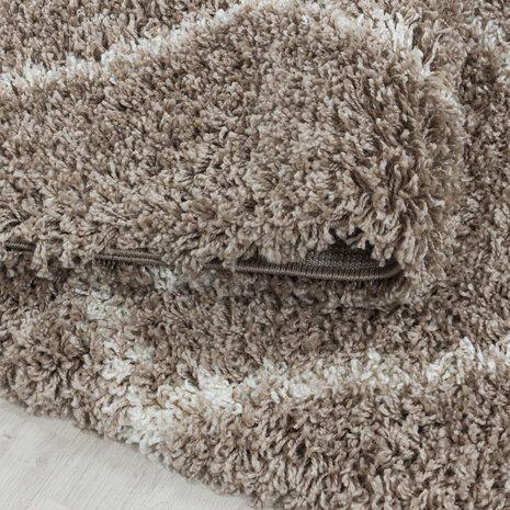 Azure Hoogpolig Beige vloerkleed - Geruit