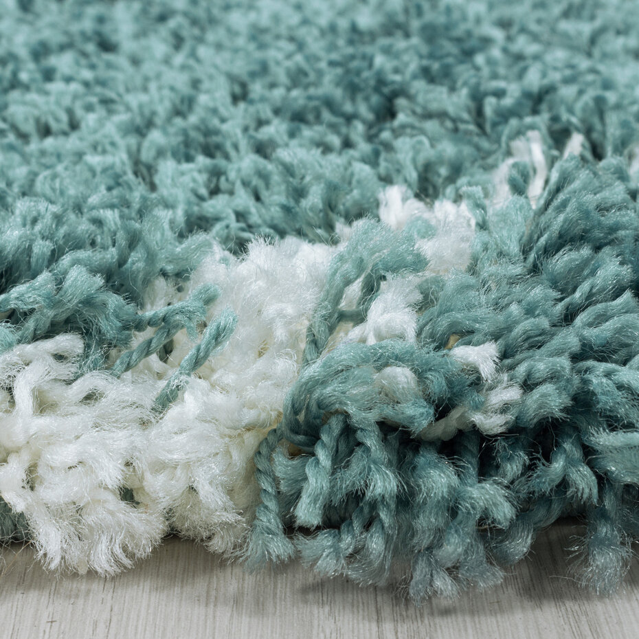 Azure Hoogpolig Blauw vloerkleed - Geruit