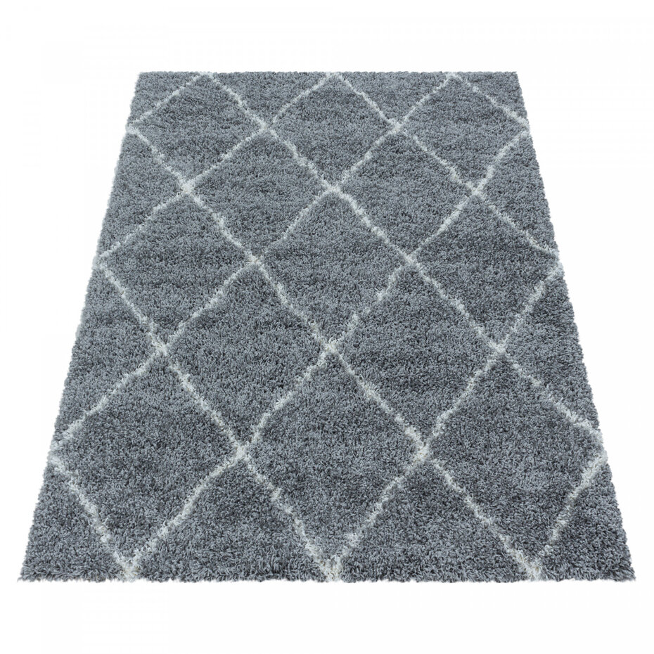 Azure Hoogpolig Grijs vloerkleed - Geruit Azure Hoogpolig Grijs vloerkleed - Geruit