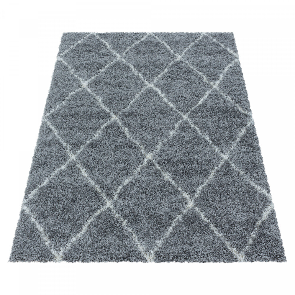 Azure Hoogpolig Grijs vloerkleed - Geruit Azure Hoogpolig Grijs vloerkleed - Geruit