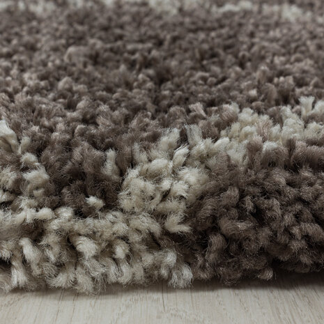 Azure Hoogpolig Taupe vloerkleed - Geruit