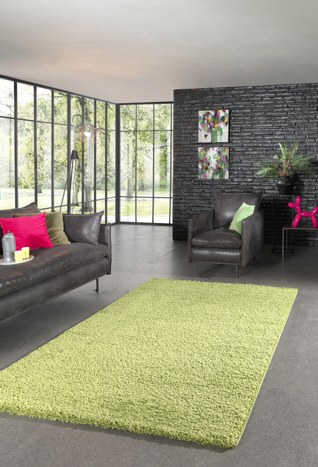 Hoogpolig vloerkleed - Candy Shaggy Groen