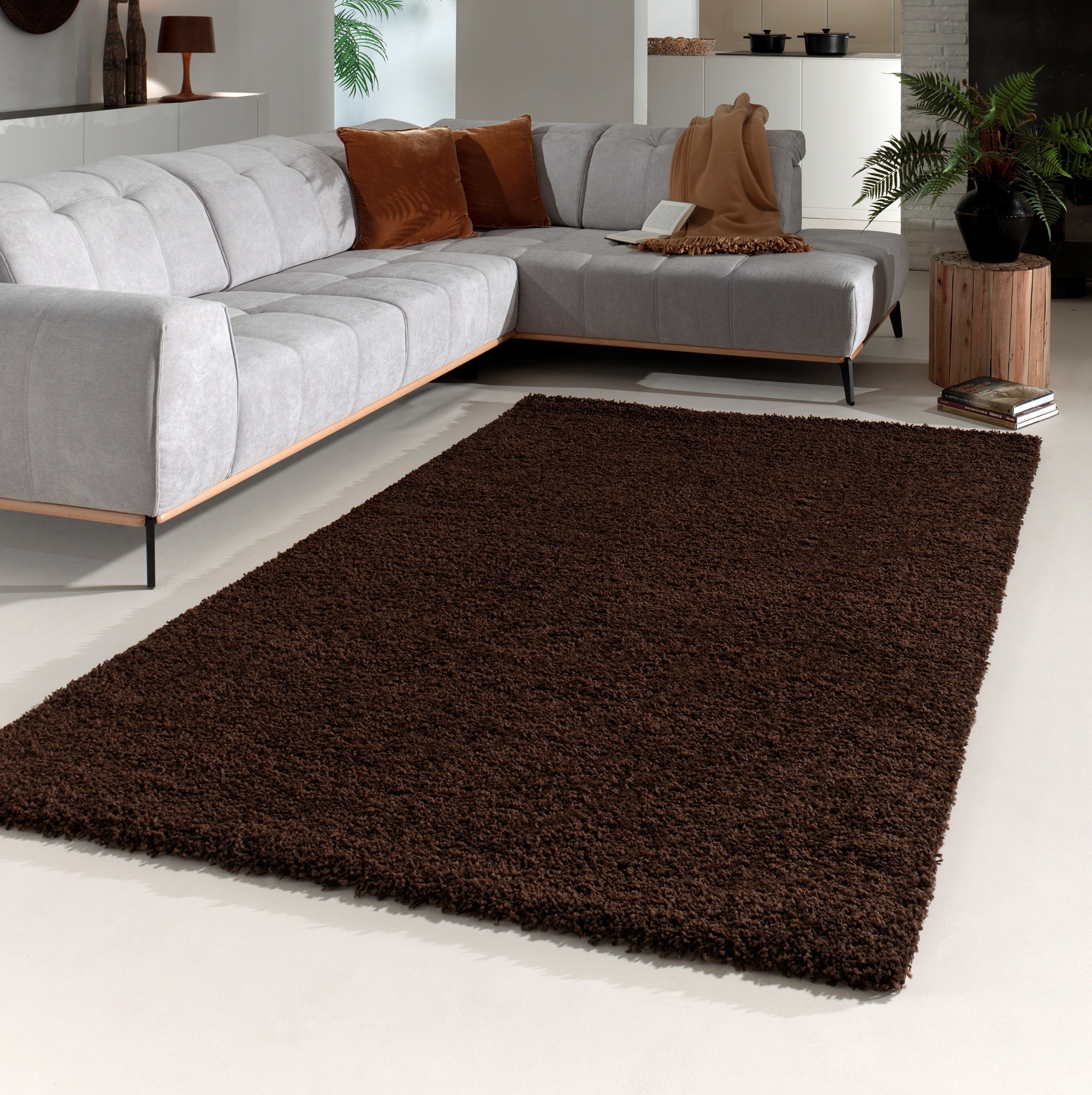 Leven van Tegenover Origineel Hoogpolige vloerkleed Candy shaggy Bruin - Flycarpets.nl