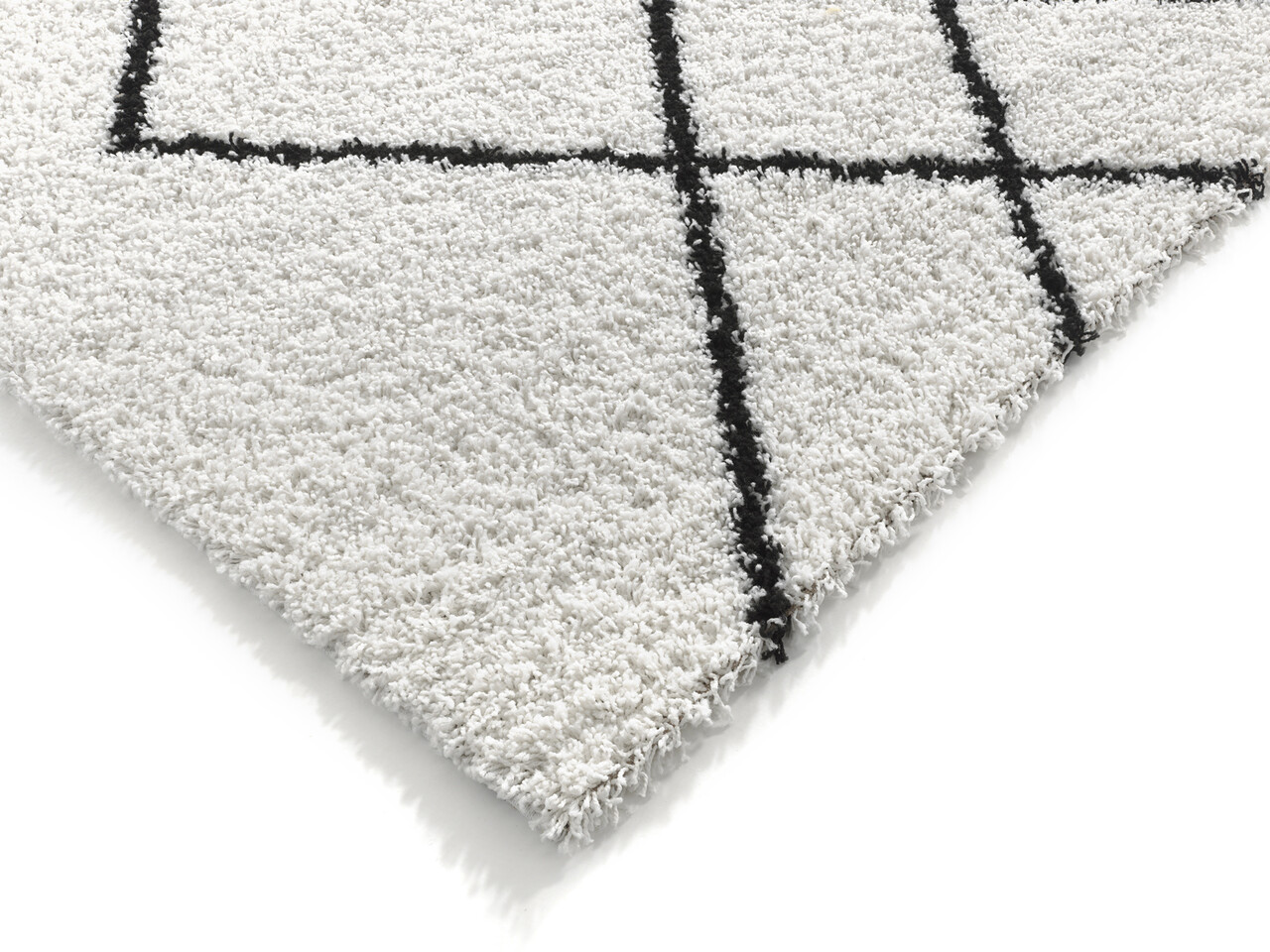 Candy Diamond Hoogpolig Crème / Zwart vloerkleed - Geruit Candy Diamond Hoogpolig Crème / Zwart vloerkleed - Geruit