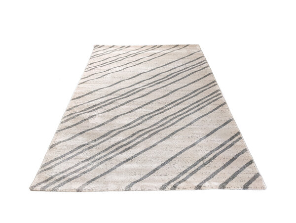 Modern vloerkleed - Lima Diagonaal Gestreept Grijs / Beige