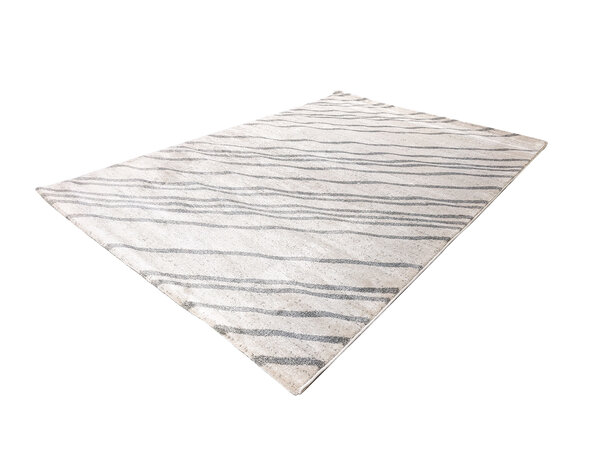 Modern vloerkleed - Lima Diagonaal Gestreept Grijs / Beige