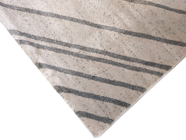 Modern vloerkleed - Lima Diagonaal Gestreept Grijs / Beige