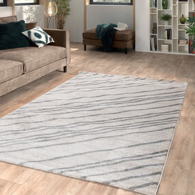 Modern vloerkleed - Lima Diagonaal Gestreept Grijs / Beige
