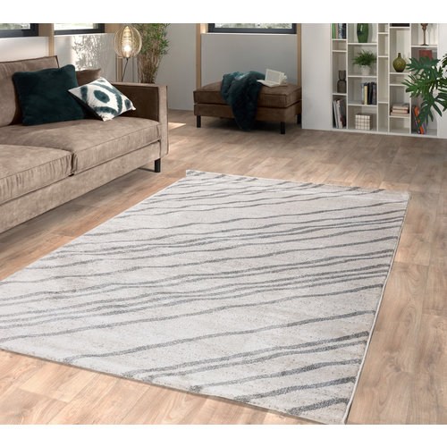 MODERN VLOERKLEED - LIMA DIAGONAAL GESTREEPT GRIJS / BEIGE