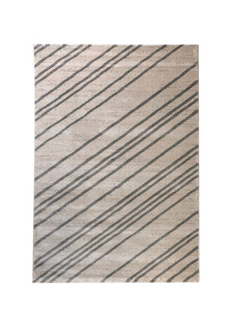 Modern vloerkleed - Lima Diagonaal Gestreept Grijs / Beige