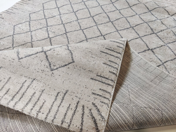 Modern vloerkleed - Lima Geruit Grijs / Beige