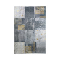 NINOVA VINTAGE PATCHWORK GRIJS / GEEL VLOERKLEED WASBAAR