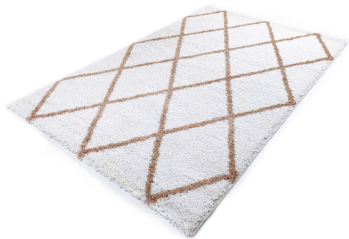 Azure Hoogpolig Crème / Beige vloerkleed - Geruit Azure Hoogpolig Crème / Beige vloerkleed - Geruit