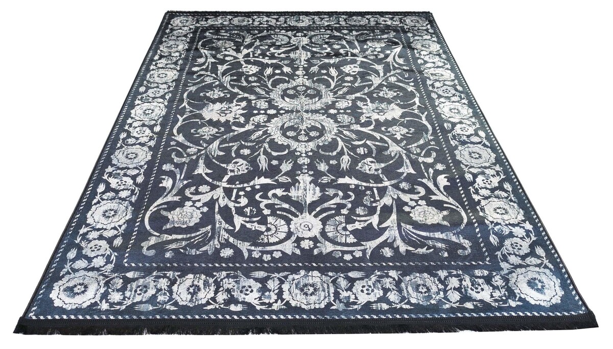 Hana Vintage Indoor & Outdoor Antraciet vloerkleed - Wasbaar