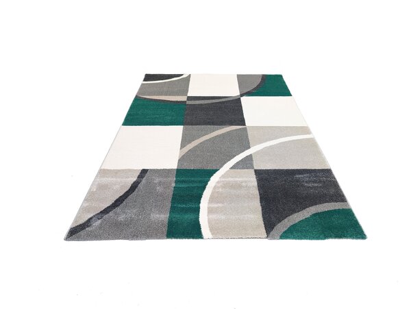 Palermo Modern Groen / Grijs vloerkleed - Geblokt