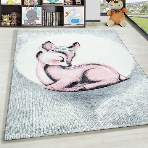 KIDS KINDERKAMER BAMBI HERT ROZE - GRIJS