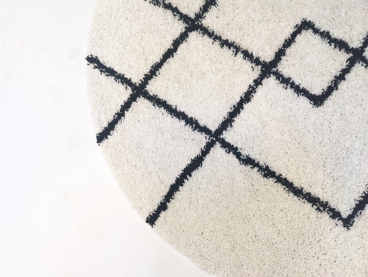 Candy Diamond Rond Hoogpolig Crème / Zwart vloerkleed - Geruit Candy Diamond Rond Hoogpolig Crème / Zwart vloerkleed - Geruit