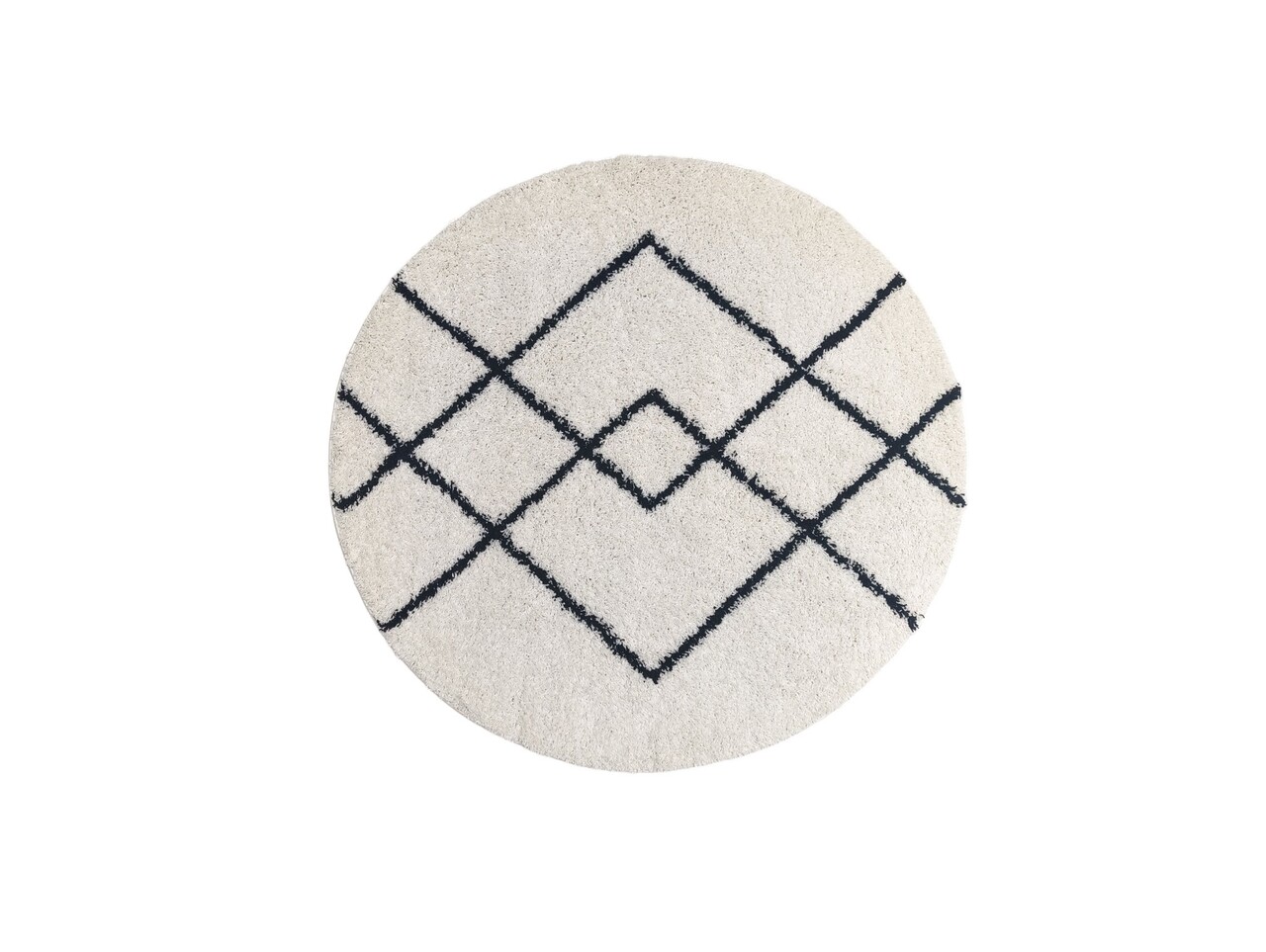 Candy Diamond Rond Hoogpolig Crème / Zwart vloerkleed - Geruit Candy Diamond Rond Hoogpolig Crème / Zwart vloerkleed - Geruit