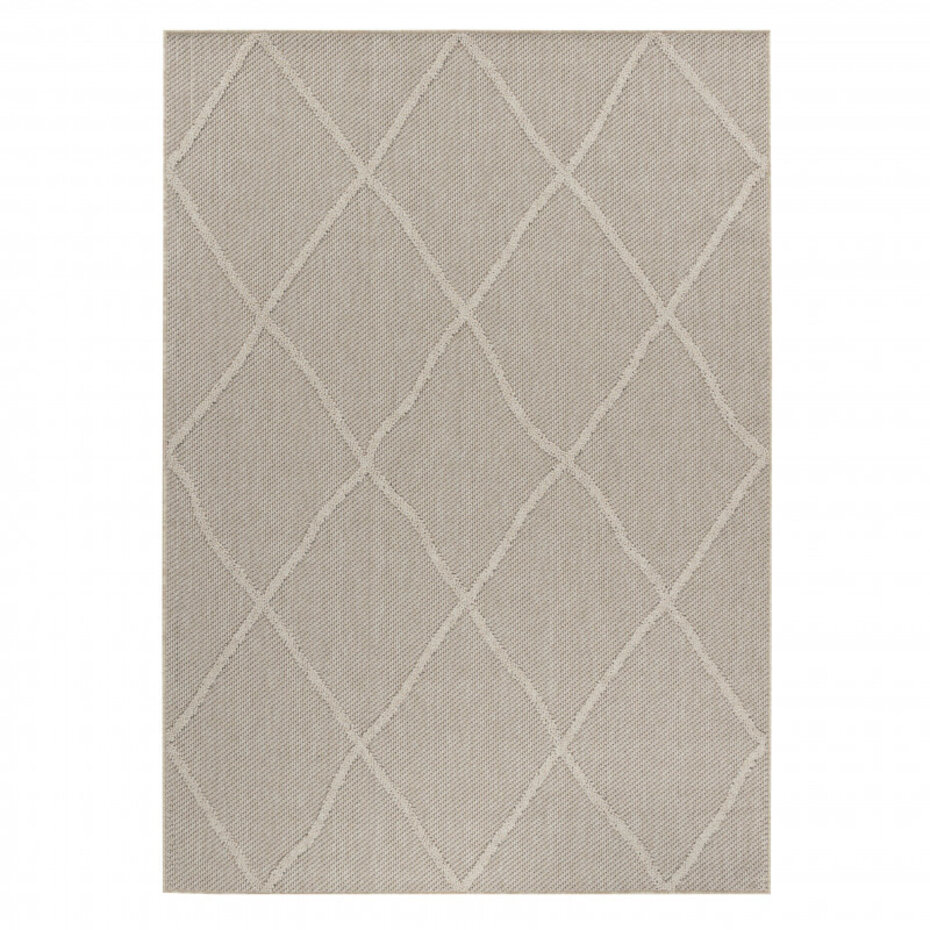 Tenedo Indoor & Outdoor Beige vloerkleed - Geruit