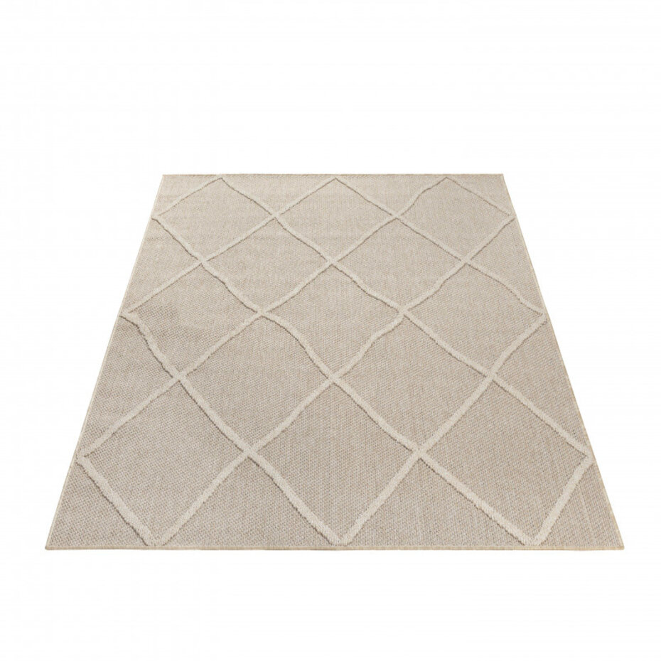 Tenedo Indoor & Outdoor Beige vloerkleed - Geruit
