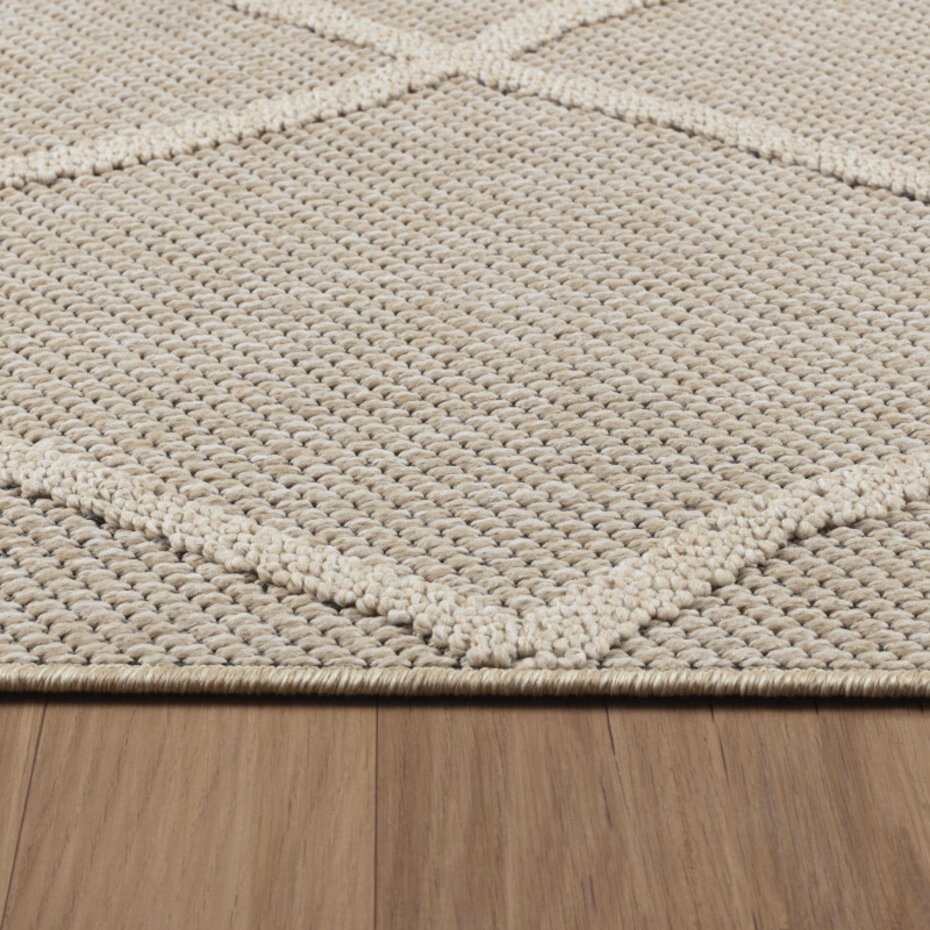 Tenedo Indoor & Outdoor Beige vloerkleed - Geruit