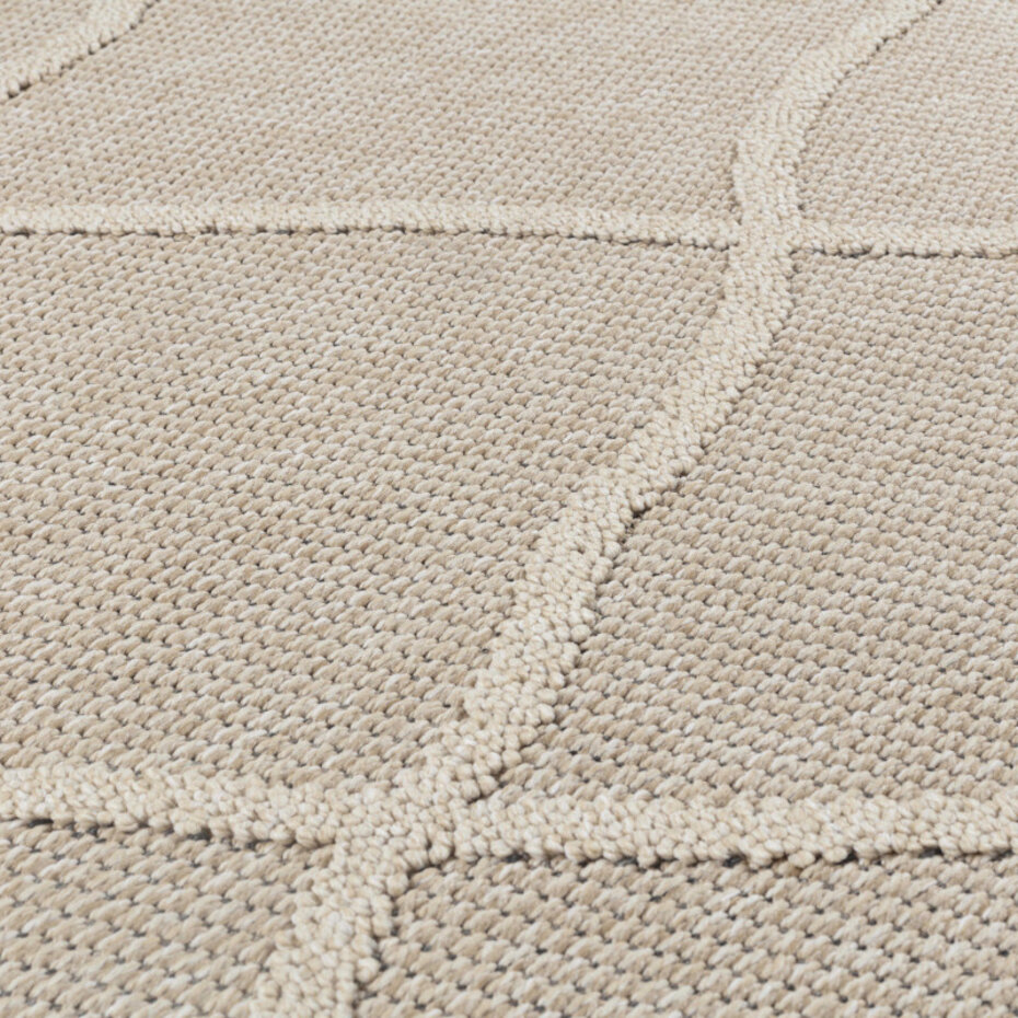 Tenedo Indoor & Outdoor Beige vloerkleed - Geruit