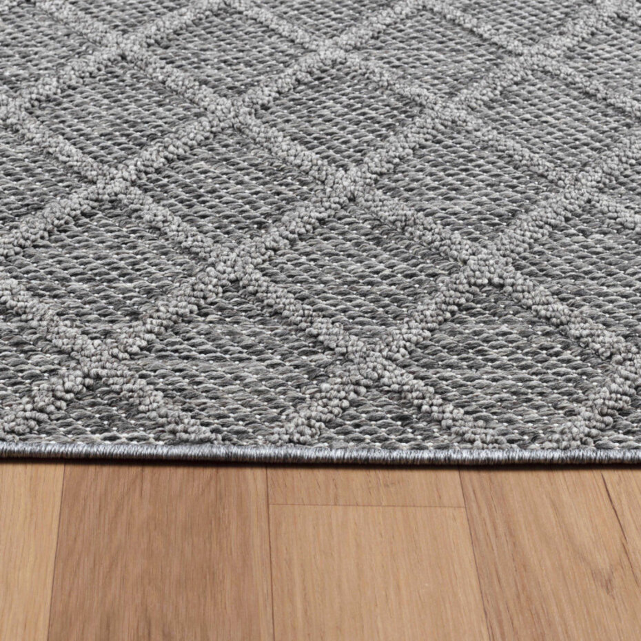 Tenedo Indoor & Outdoor Grijs vloerkleed - Geruit Tenedo Indoor & Outdoor Grijs vloerkleed - Geruit
