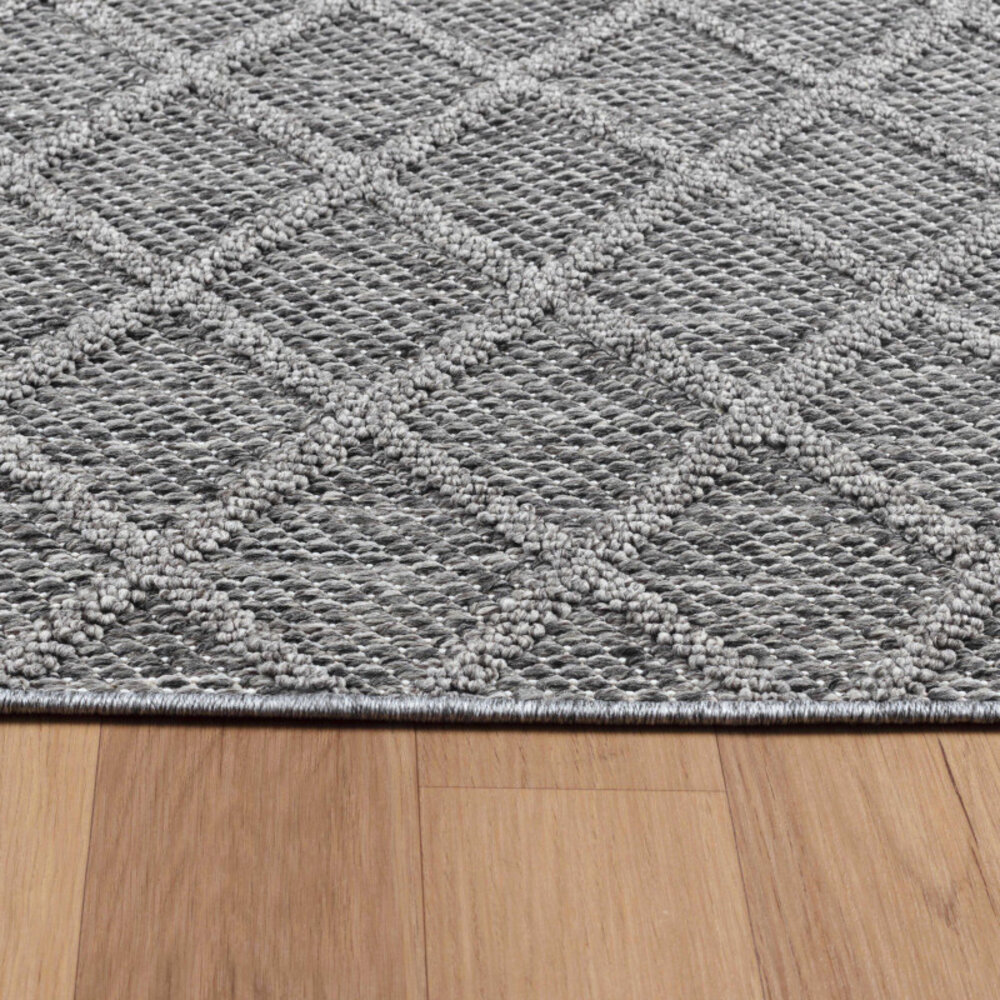 Tenedo Indoor & Outdoor Grijs vloerkleed - Geruit Tenedo Indoor & Outdoor Grijs vloerkleed - Geruit