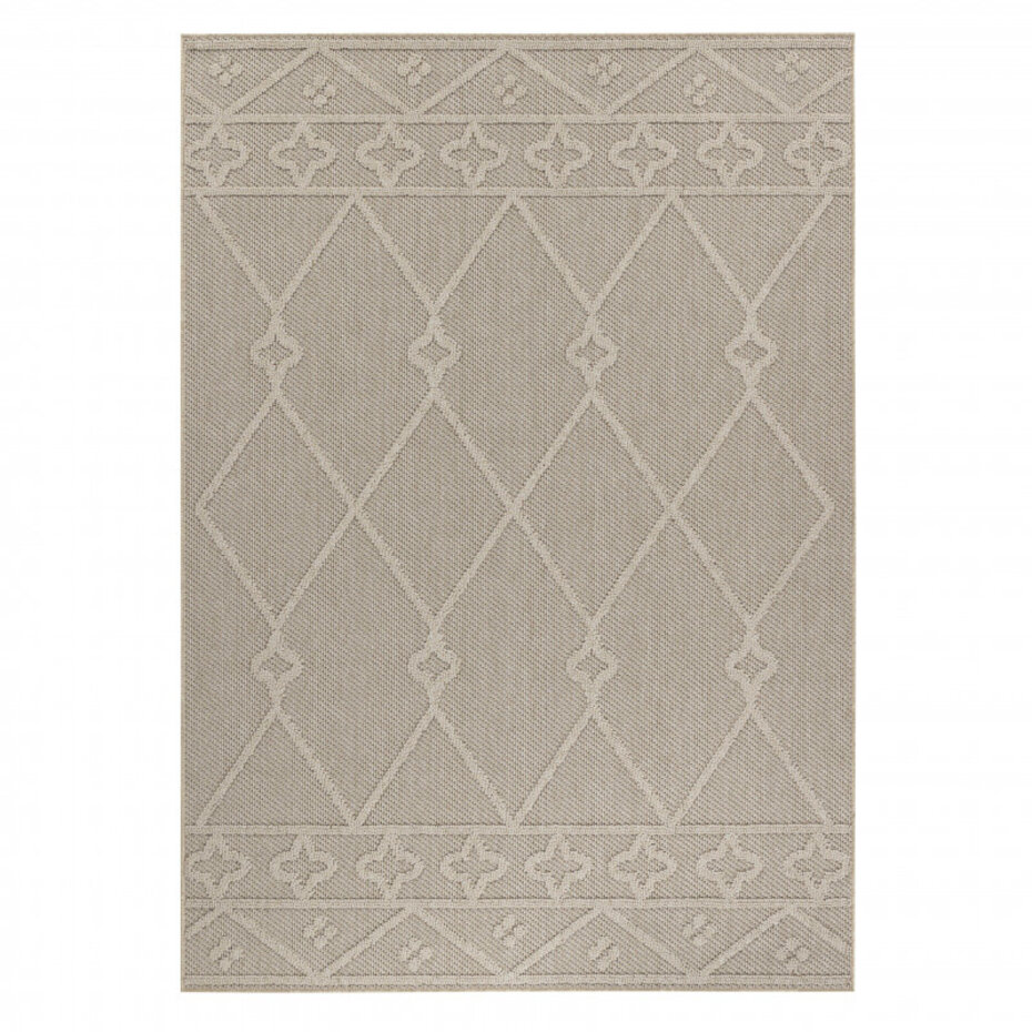 Tenedo Indoor & Outdoor Beige vloerkleed - Geruit