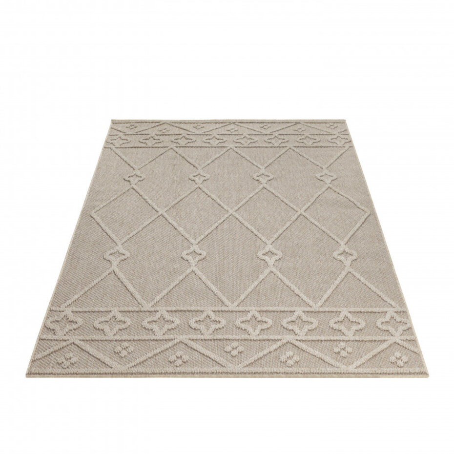 Tenedo Indoor & Outdoor Beige vloerkleed - Geruit
