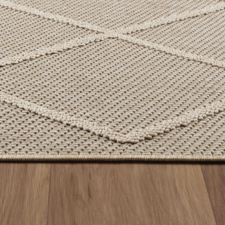 Tenedo Indoor & Outdoor Beige vloerkleed - Geruit