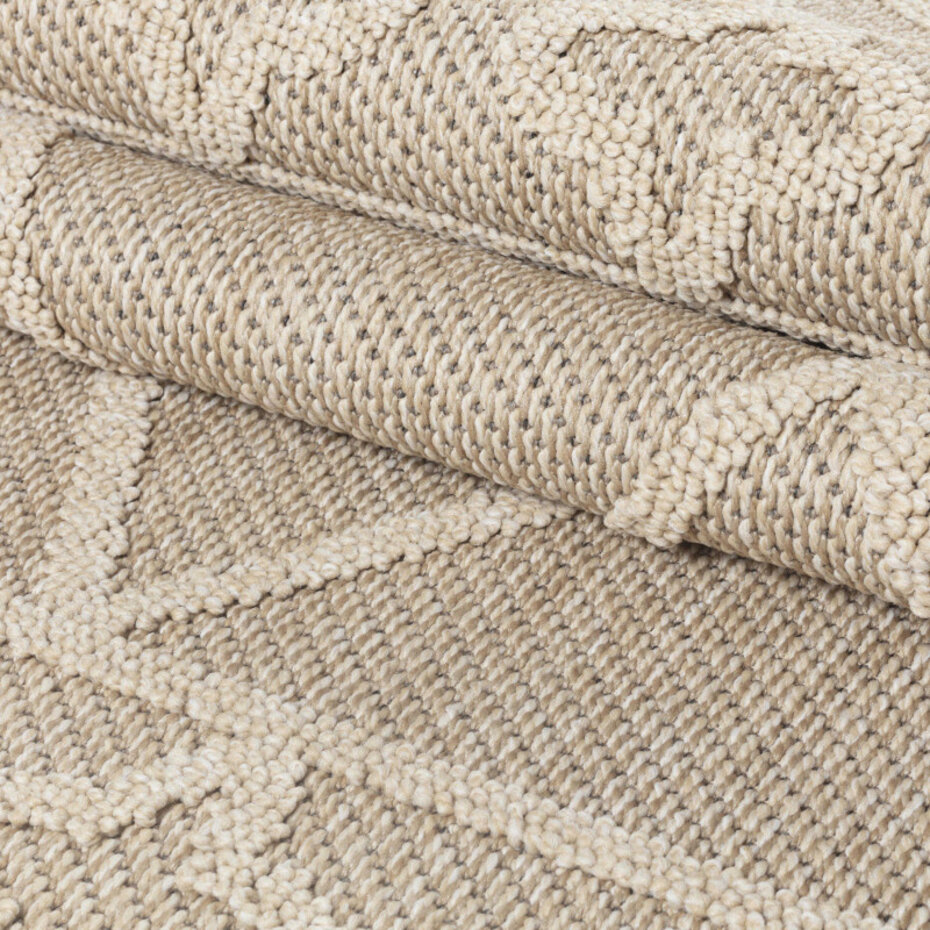 Tenedo Indoor & Outdoor Beige vloerkleed - Geruit