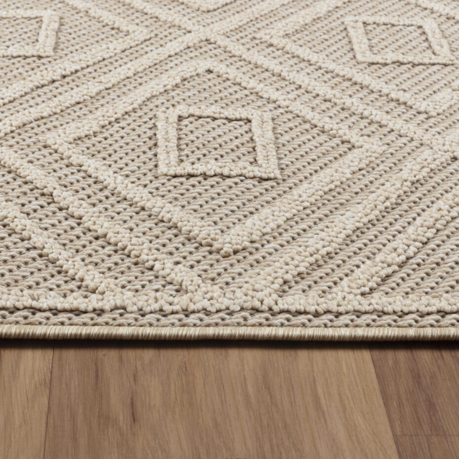 Tenedo Indoor & Outdoor Beige vloerkleed - Geruit Tenedo Indoor & Outdoor Beige vloerkleed - Geruit