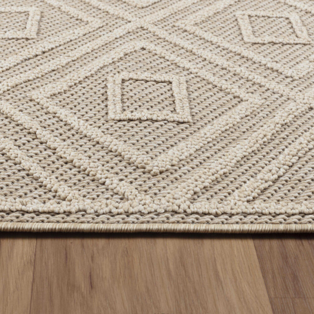Tenedo Indoor & Outdoor Beige vloerkleed - Geruit Tenedo Indoor & Outdoor Beige vloerkleed - Geruit
