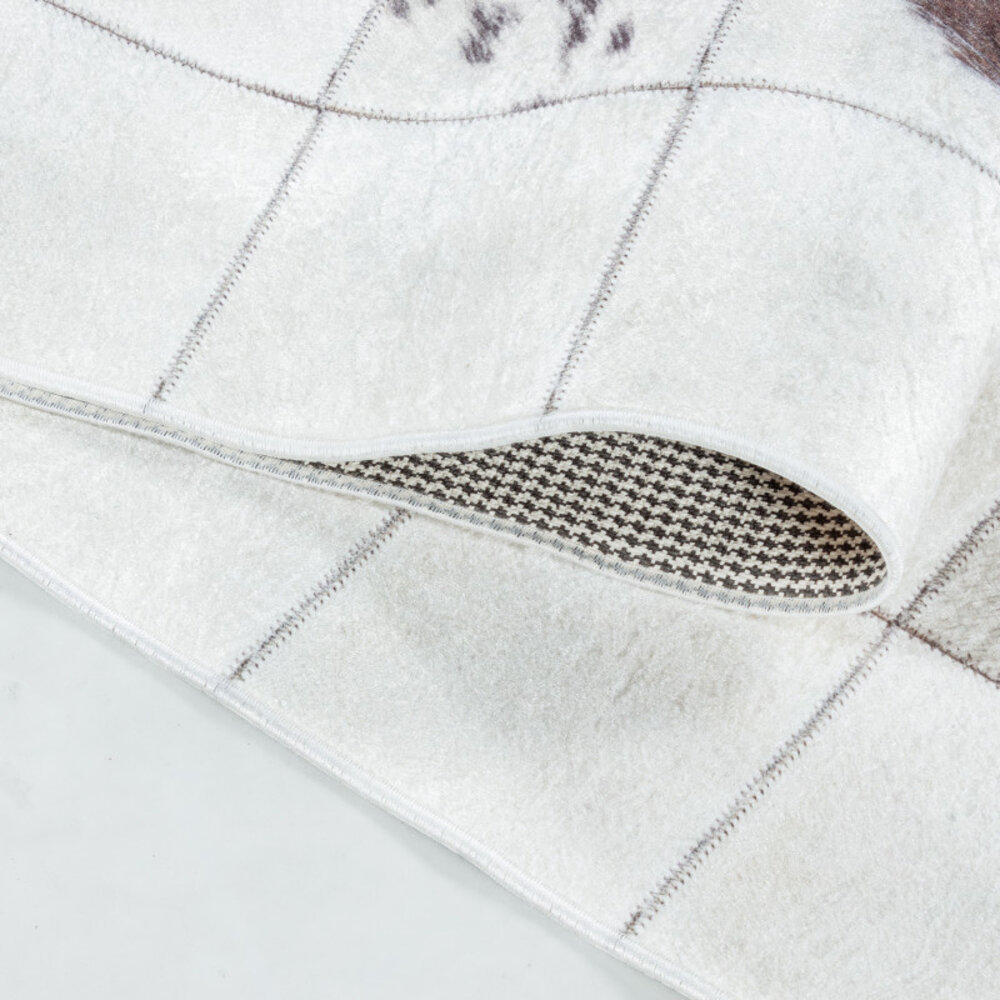 Amira Patchwork Design Wit / Bruin vloerkleed - Wasbaar