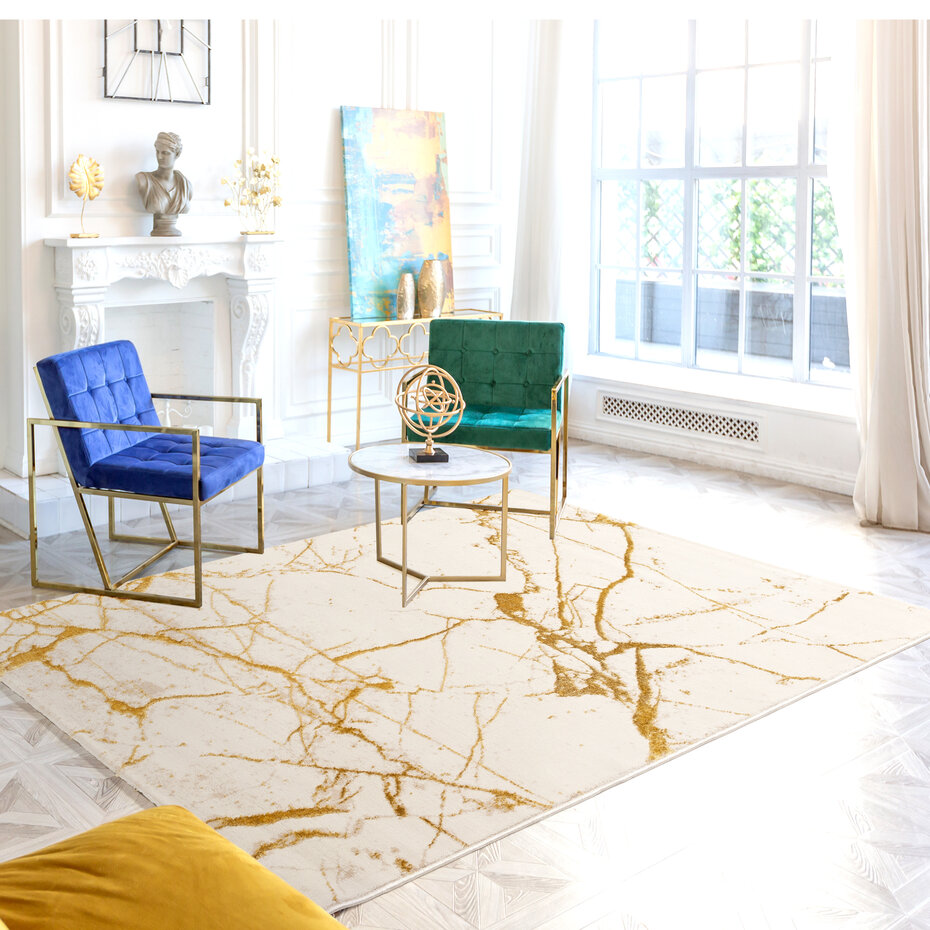 Ursula Modern Goud vloerkleed - Designer
