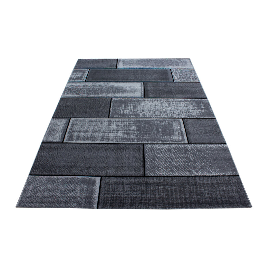 Marlon Modern Zwart / Grijs vloerkleed -