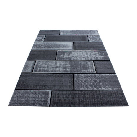 Marlon Modern Zwart / Grijs vloerkleed -