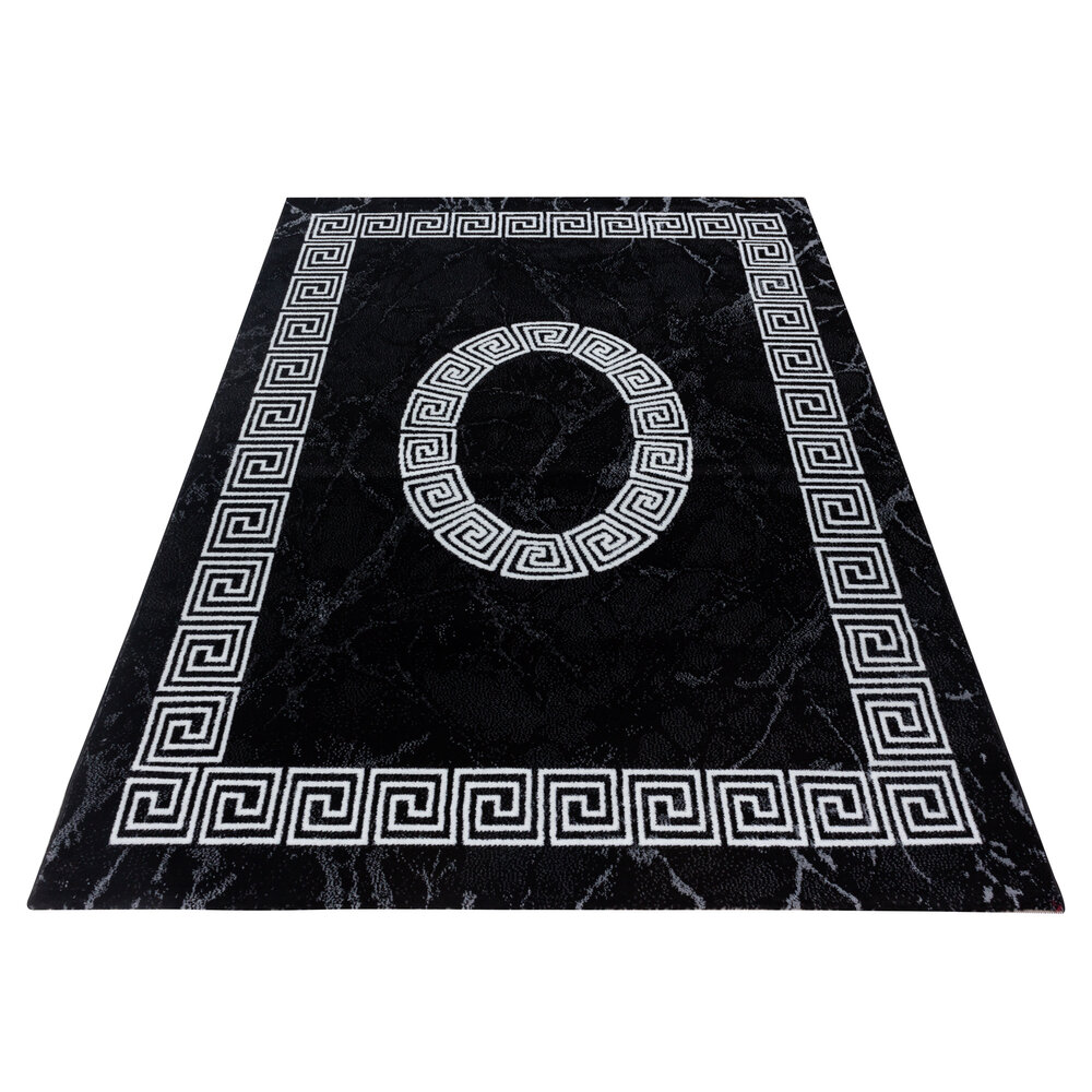 Marlon Modern Zwart vloerkleed - Grieks Motief Marlon Modern Zwart vloerkleed - Grieks Motief