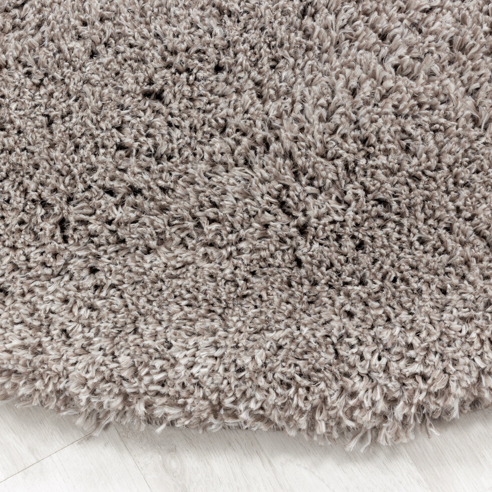 Luna Hoogpolig Effen Beige vloerkleed - Rond Luna Hoogpolig Effen Beige vloerkleed - Rond