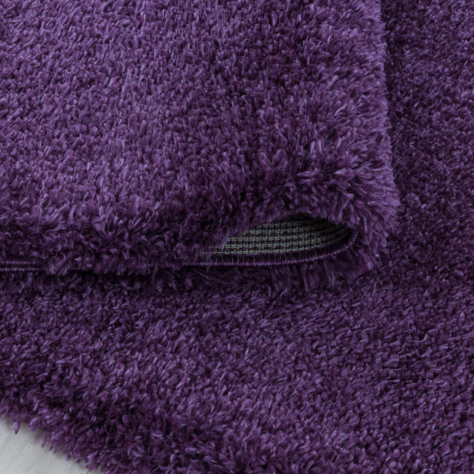 Luna Hoogpolig Effen Paars vloerkleed - Rond Luna Hoogpolig Effen Paars vloerkleed - Rond
