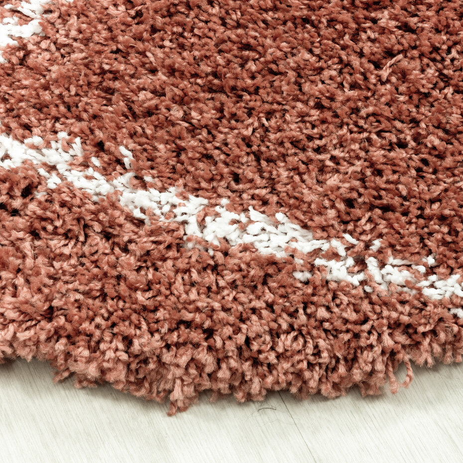 Azure Hoogpolig Geruit Terra vloerkleed - Rond Azure Hoogpolig Geruit Terra vloerkleed - Rond