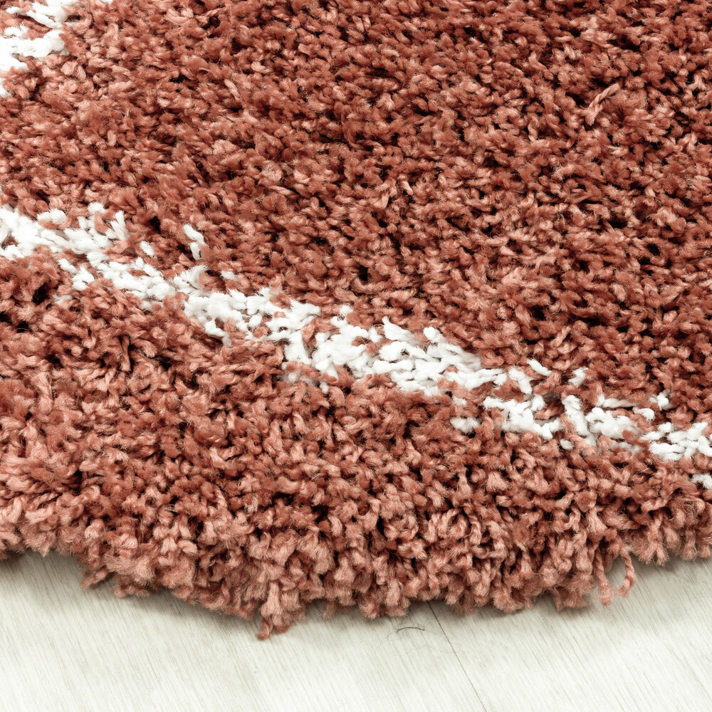 Azure Hoogpolig Geruit Terra vloerkleed - Rond Azure Hoogpolig Geruit Terra vloerkleed - Rond